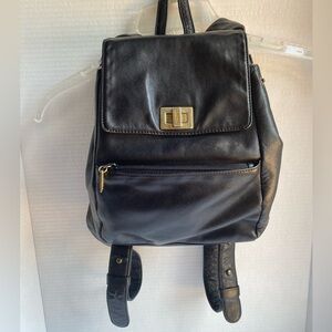 DKNY Vintage 90s Black Leather Backpack NWT